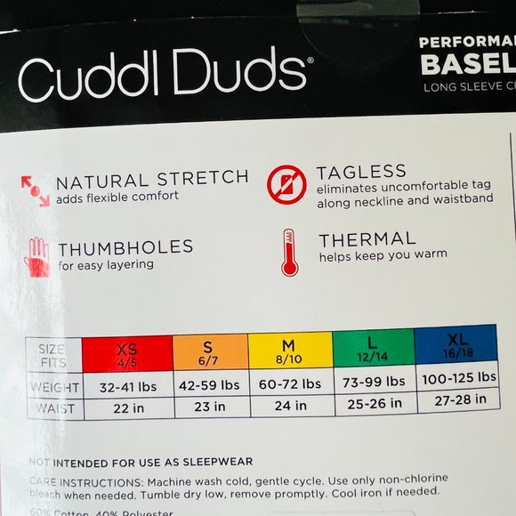 CUDDL DUDS Boys 2 Piece Base Layer Set Size XL - Picture 5 of 5